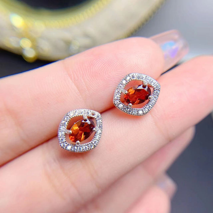 Citrine stud earrings sterling silver