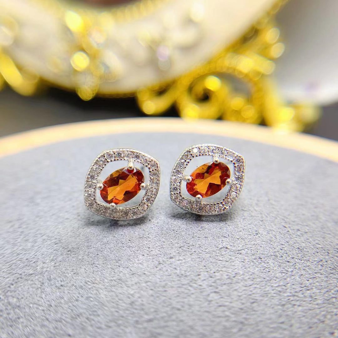 Citrine stud earrings sterling silver