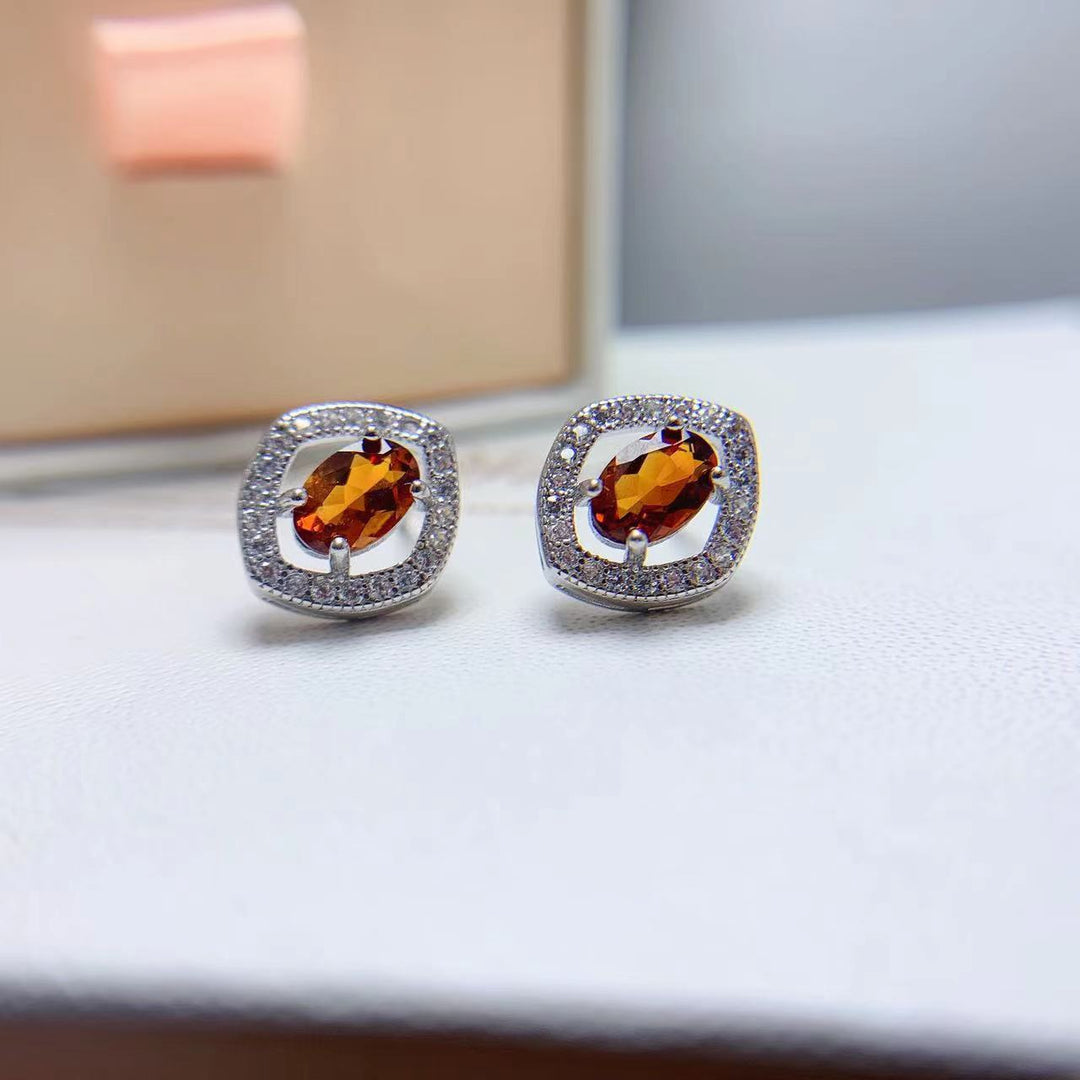 Citrine stud earrings sterling silver