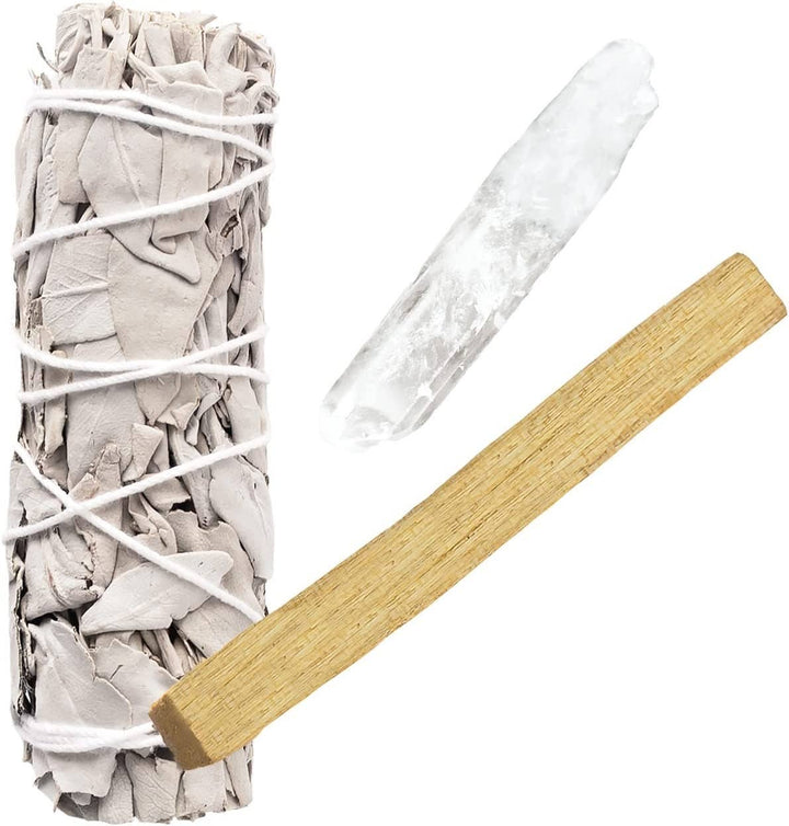Witte Salie, Ruwe Heldere Kwarts, Palo Santo Bundel